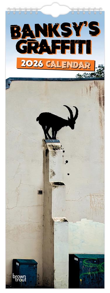 Banksy's Graffiti OFFICIAL | 2026 5.7 x 16.5 Inch (Hanging) Monthly Slimline Wall Calendar