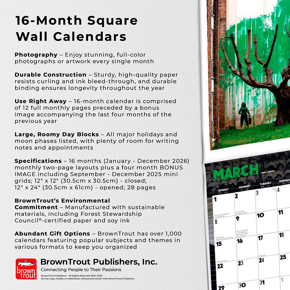 Banksy's Graffiti OFFICIAL | 2026 12 x 24 Inch (Hanging) Monthly Square Wall Calendar