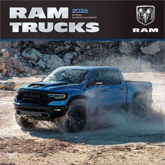 Ram Trucks OFFICIAL | 2026 12 x 24 Inch (Hanging) Monthly Square Wall Calendar | Foil Stamped Cover
