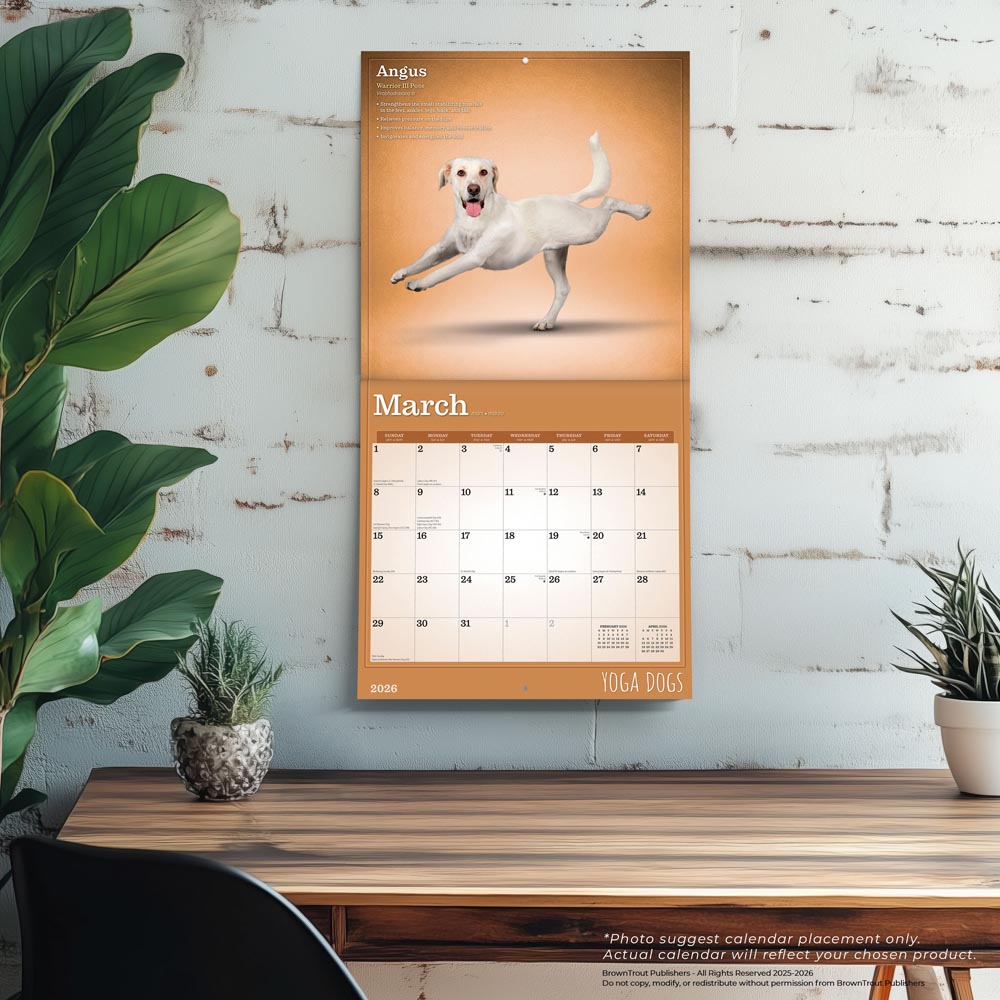 Yoga Dogs OFFICIAL | 2026 12 x 24 Inch (Hanging) Monthly Square Wall Calendar