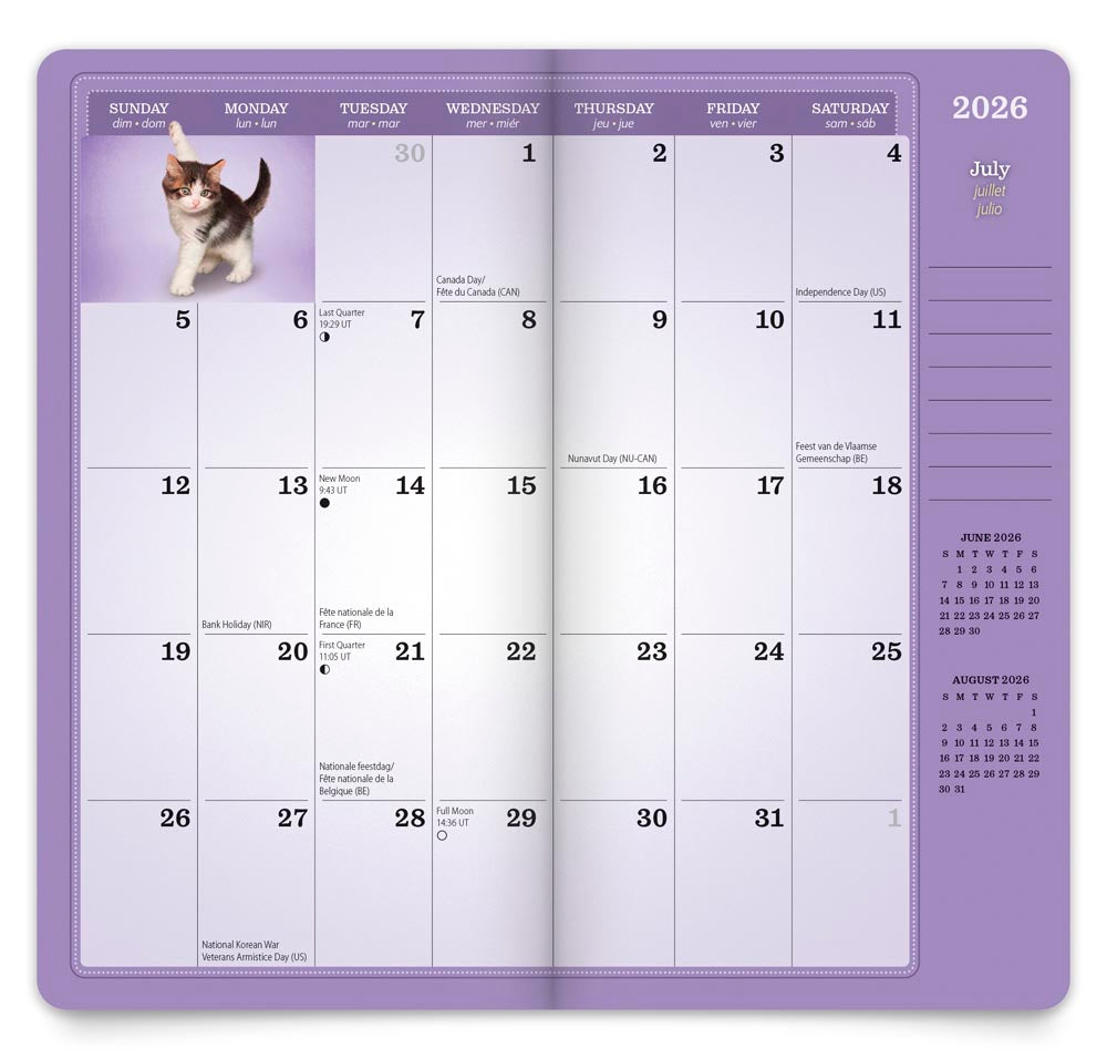 Yoga Kittens OFFICIAL | 2026-2027 3.5 x 6.5 Inch Two Year Monthly Pocket Planner Calendar
