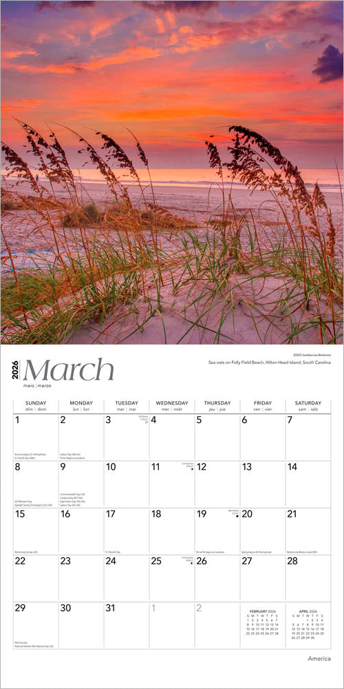 America | 2026 12 x 24 Inch (Hanging) Monthly Square Wall Calendar | Foil Stamped Cover