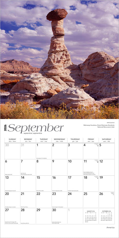 America | 2026 12 x 24 Inch (Hanging) Monthly Square Wall Calendar | Foil Stamped Cover