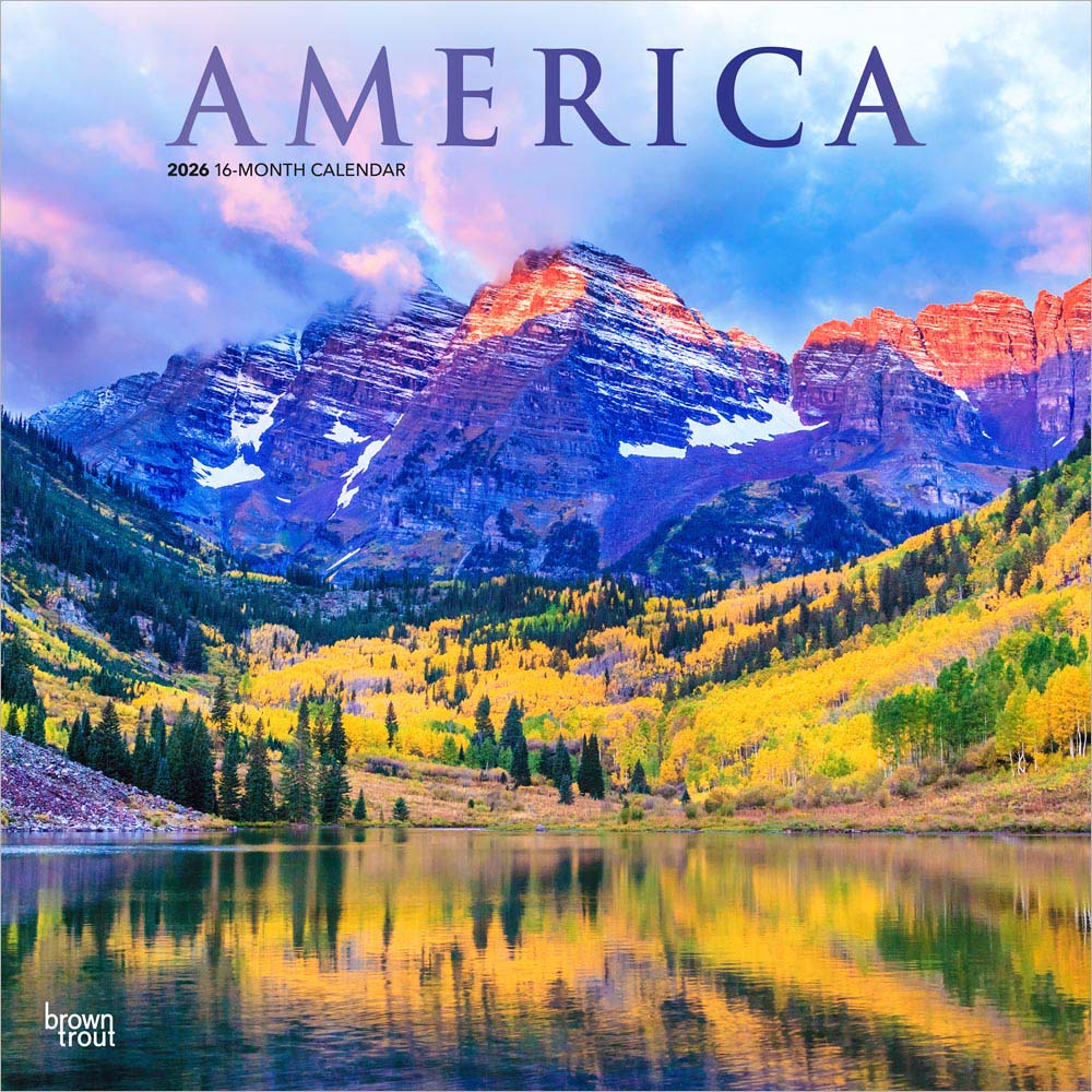 America | 2026 12 x 24 Inch (Hanging) Monthly Square Wall Calendar | Foil Stamped Cover
