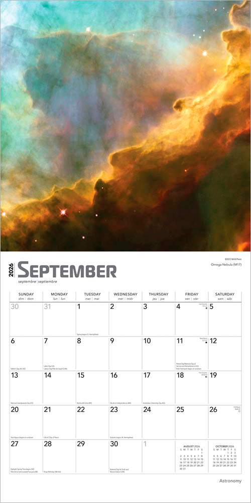 Astronomy | 2026 12 x 24 Inch (Hanging) Monthly Square Wall Calendar | Foil Stamped Cover