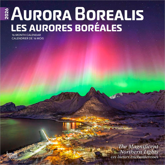 Aurora Borealis | 2026 12 x 24 Inch (Hanging) Monthly Square Wall Calendar | Foil Stamped Cover | English/French Bilingual