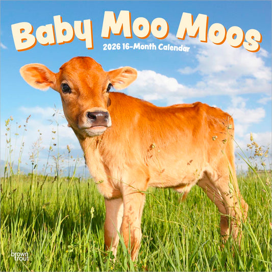 Baby Moo Moos | 2026 12 x 24 Inch (Hanging) Monthly Square Wall Calendar