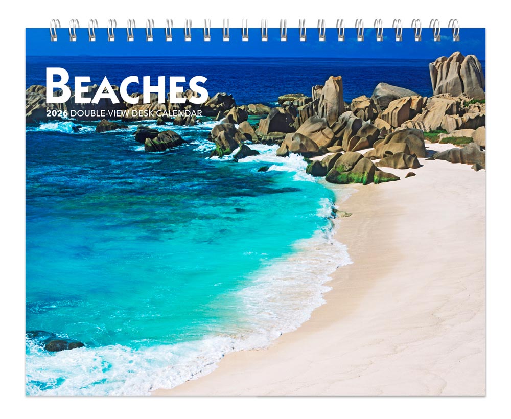 Beaches | 2026 7.5 x 6 Inch Monthly Double-View Easel Desk Calendar
