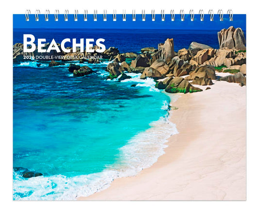 Beaches | 2026 7.5 x 6 Inch Monthly Double-View Easel Desk Calendar