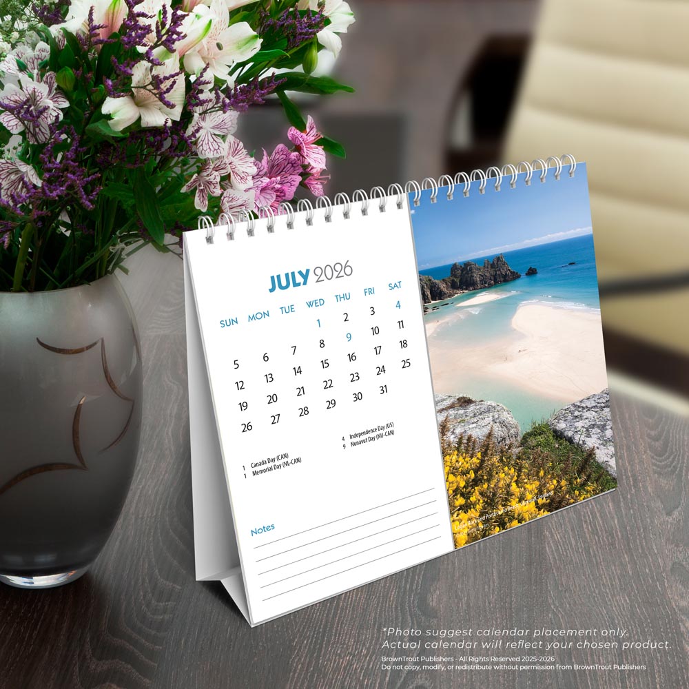 Beaches | 2026 7.5 x 6 Inch Monthly Double-View Easel Desk Calendar