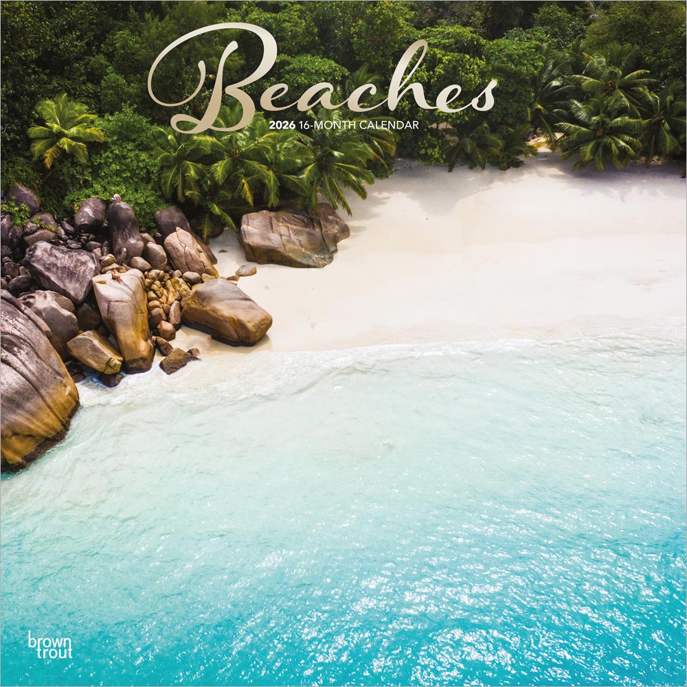 Beaches | 2026 12 x 24 Inch (Hanging) Monthly Square Wall Calendar | Foil Stamped Cover