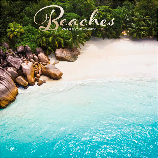 Beaches | 2026 12 x 24 Inch (Hanging) Monthly Square Wall Calendar | Foil Stamped Cover