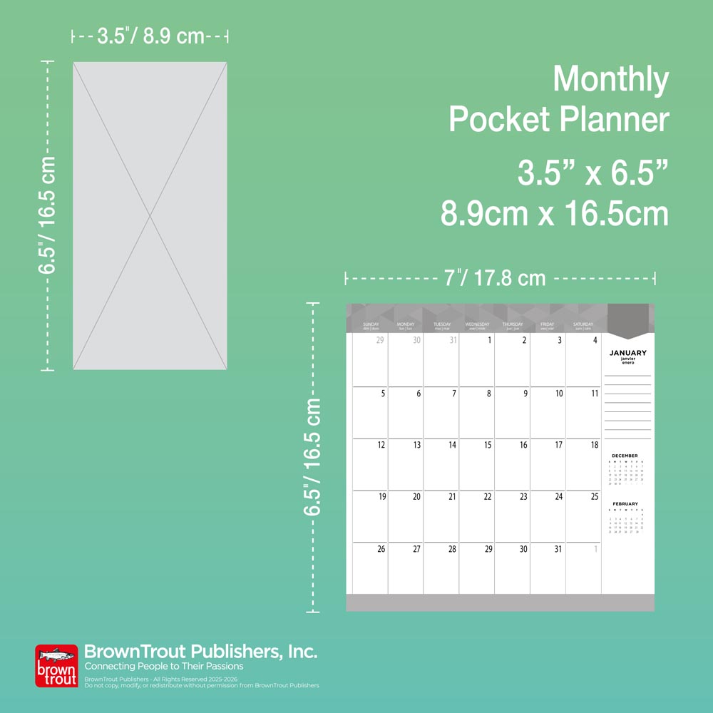 Big & Bright Large Print | 2026-2027 3.5 x 6.5 Inch Two Year Monthly Pocket Planner Calendar