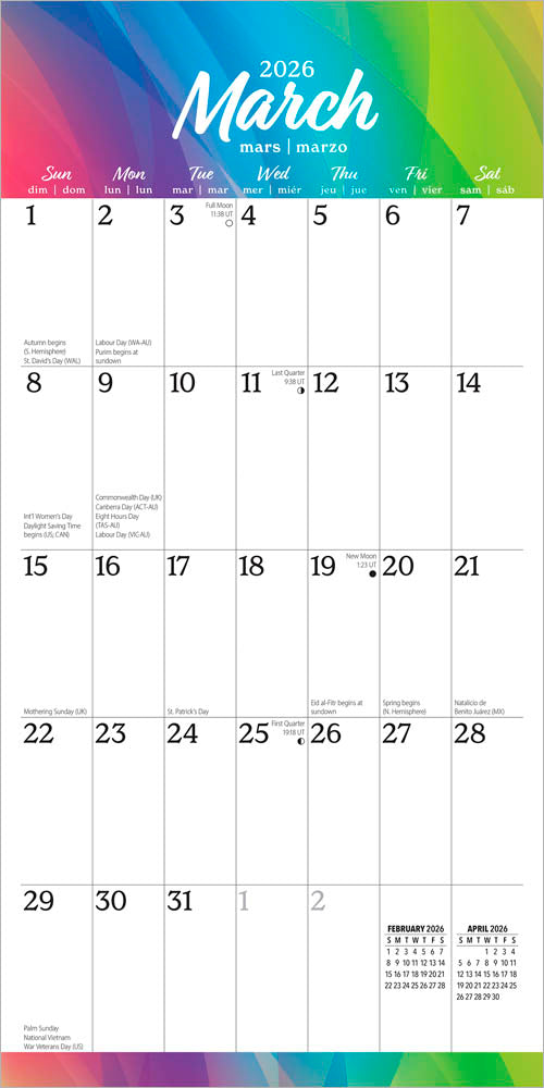 Big & Bright Large Print | 2026 12 x 24 Inch (Hanging) Monthly Square Wall Calendar | Matte Paper