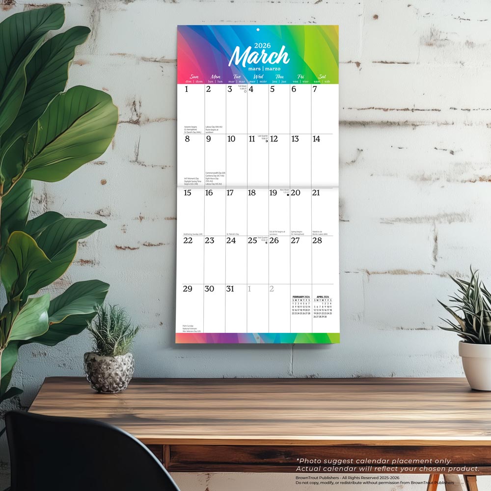 Big & Bright Large Print | 2026 12 x 24 Inch (Hanging) Monthly Square Wall Calendar | Matte Paper
