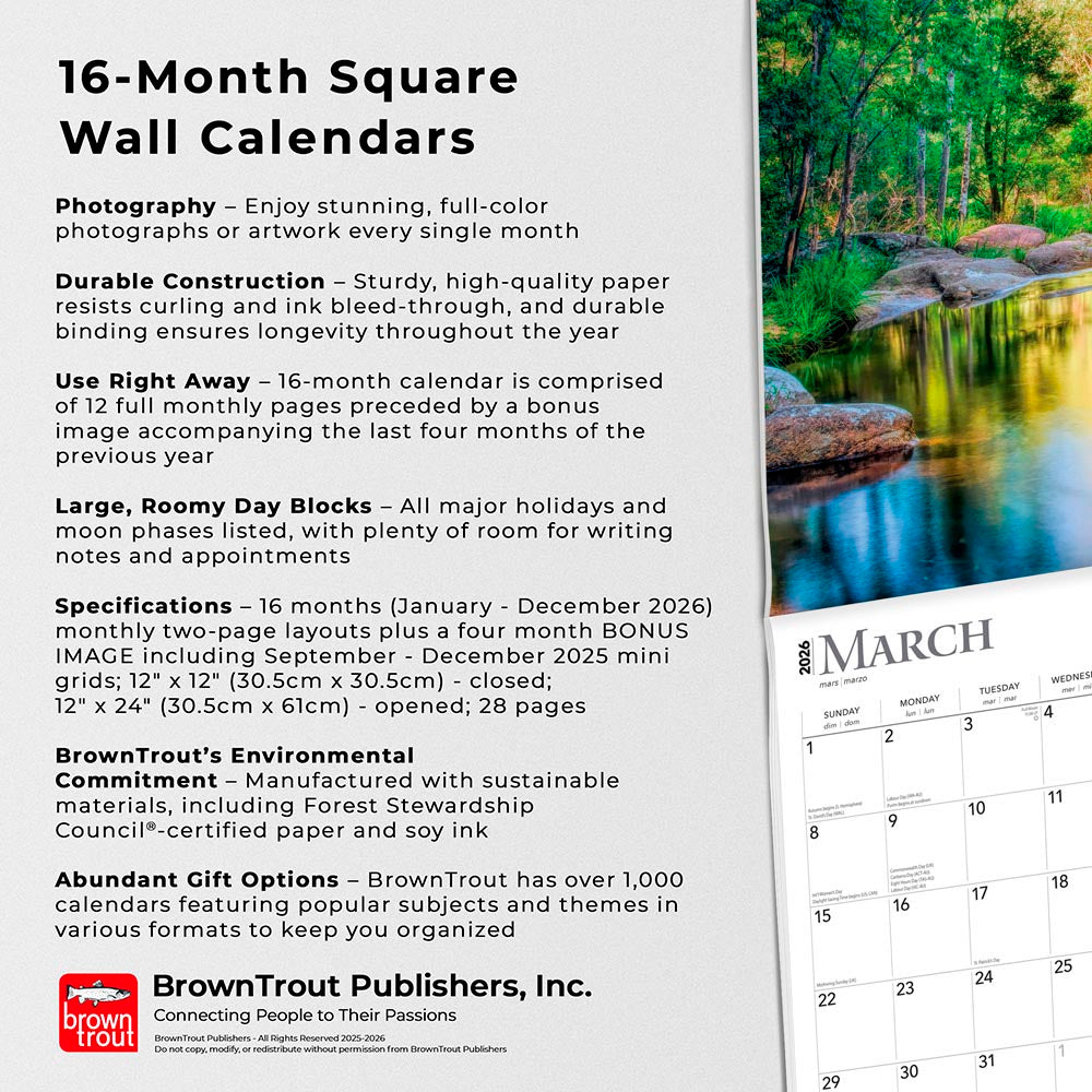 Blessings | 2026 12 x 24 Inch (Hanging) Monthly Square Wall Calendar