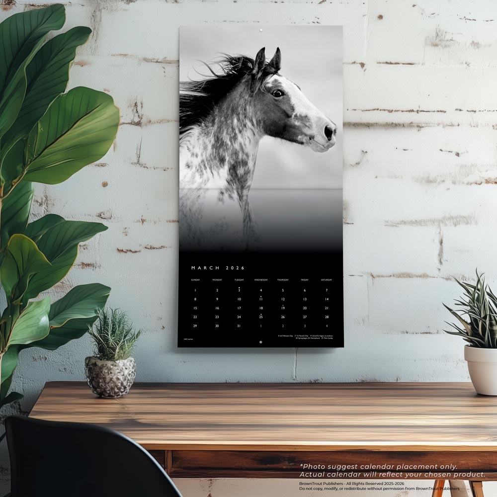 The BrownTrout Portrait Series: The Noble Horse | 2026 12 x 24 Inch (Hanging) Monthly Square Wall Calendar