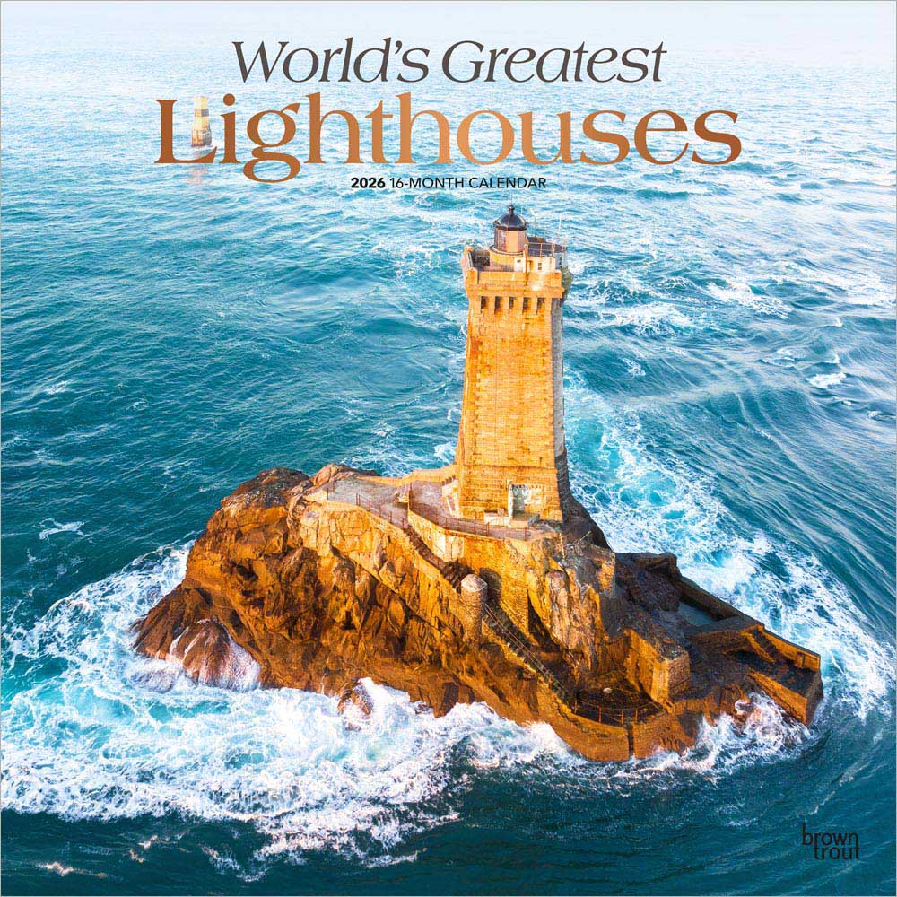 World's Greatest Lighthouses | 2026 12 x 24 Inch (Hanging) Monthly Square Wall Calendar | Foil Stamped Cover