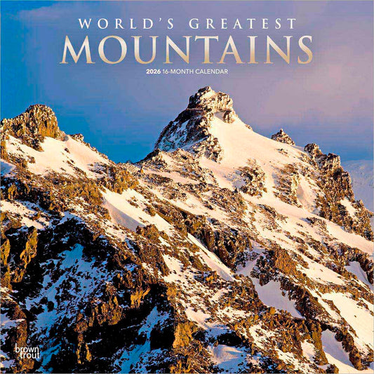World's Greatest Mountains | 2026 12 x 24 Inch (Hanging) Monthly Square Wall Calendar | Foil Stamped Cover