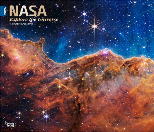 NASA Explore the Universe | 2026 14 x 24 Inch (Hanging) Monthly Deluxe Wall Calendar | Foil Stamped Cover