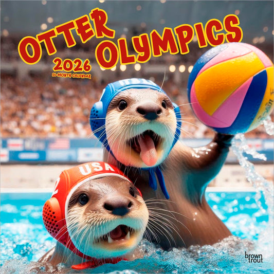 Otter Olympics | 2026 12 x 24 Inch (Hanging) Monthly Square Wall Calendar