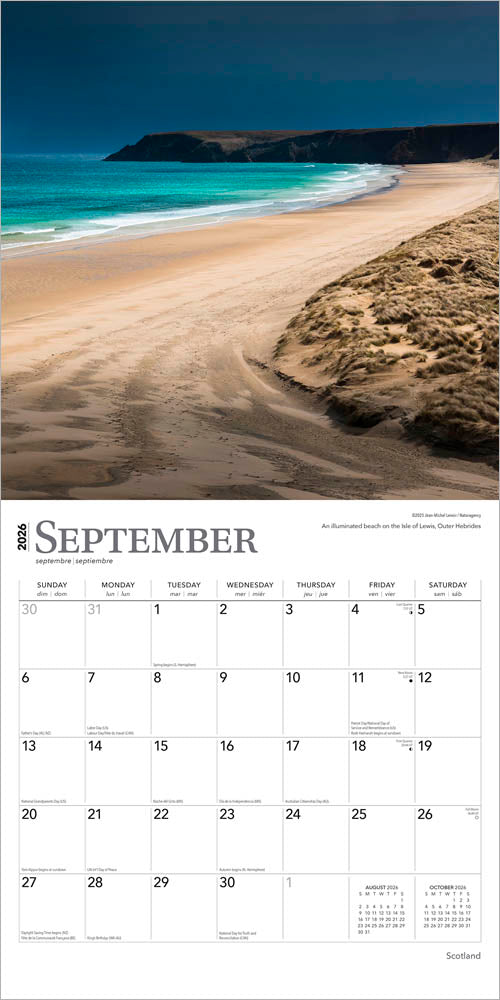 Scotland | 2026 12 x 24 Inch (Hanging) Monthly Square Wall Calendar