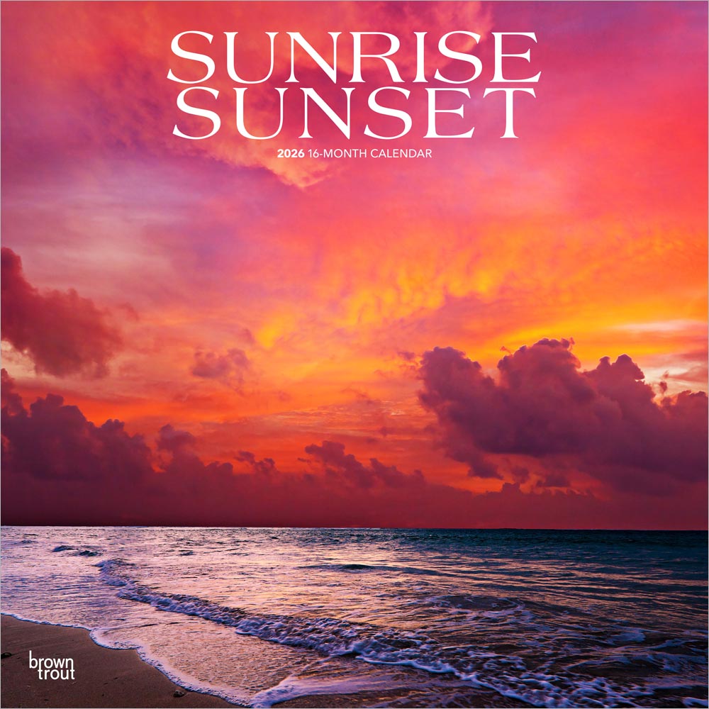 Sunrise Sunset | 2026 12 x 24 Inch (Hanging) Monthly Square Wall Calendar