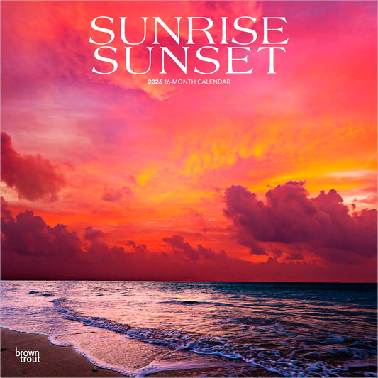 Sunrise Sunset | 2026 12 x 24 Inch (Hanging) Monthly Square Wall Calendar