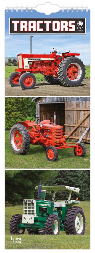 Tractors | 2026  5.7 x 16.5 Inch (Hanging) Monthly Slimline Wall Calendar