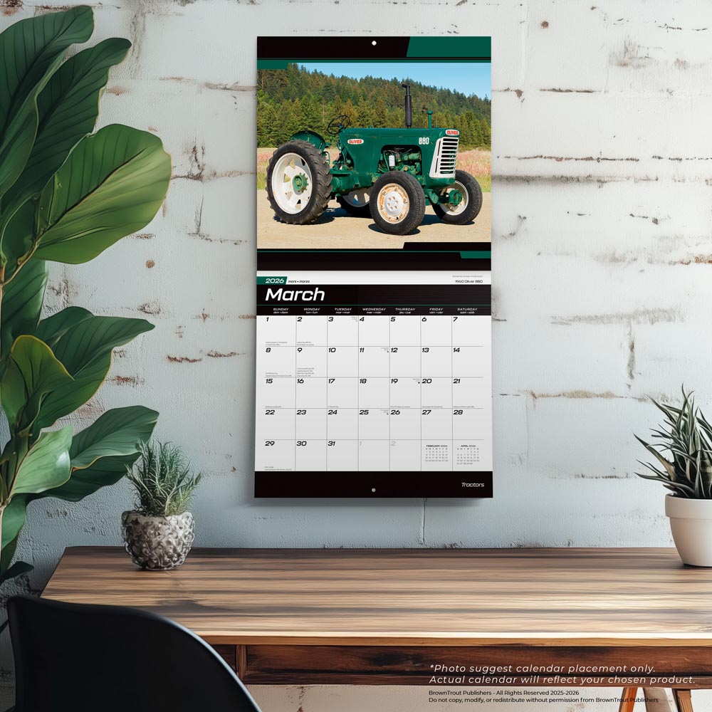 Tractors | 2026 12 x 24 Inch (Hanging) Monthly Square Wall Calendar
