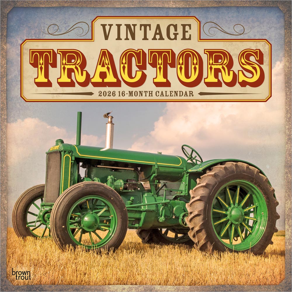 Vintage Tractors | 2026 12 x 24 Inch (Hanging) Monthly Square Wall Calendar