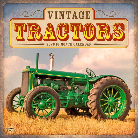 Vintage Tractors | 2026 12 x 24 Inch (Hanging) Monthly Square Wall Calendar