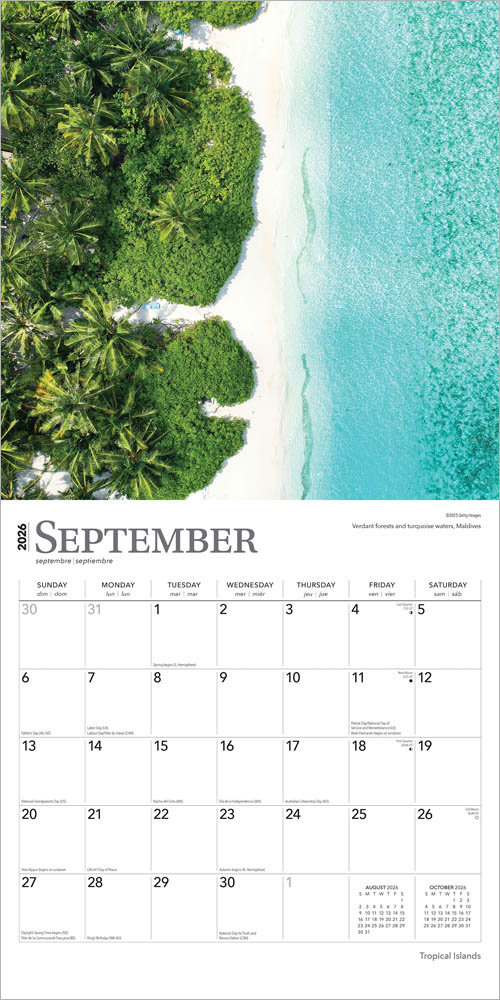 Tropical Islands | 2026 12 x 24 Inch (Hanging) Monthly Square Wall Calendar | Foil Stamped Cover