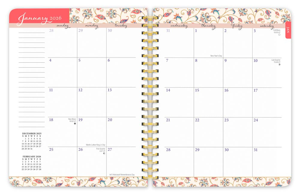 Tuscan Delight | 2026 6 x 7.75 Inch Weekly Desk Planner | Foil Stamped Cover