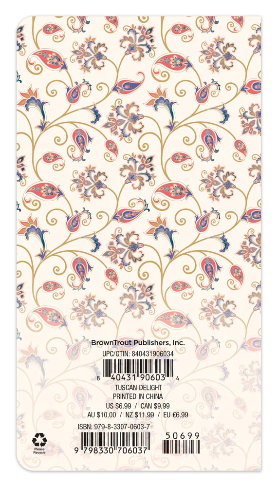 Tuscan Delight | 2026-2027 3.5 x 6.5 Inch Two Year Monthly Pocket Planner Calendar | Foil Stamped Cover