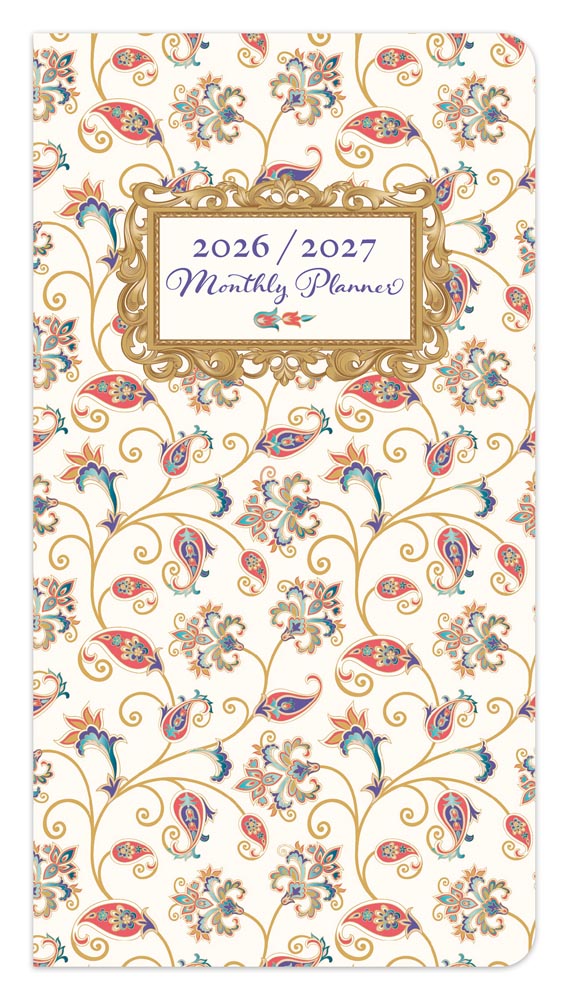 Tuscan Delight | 2026-2027 3.5 x 6.5 Inch Two Year Monthly Pocket Planner Calendar | Foil Stamped Cover