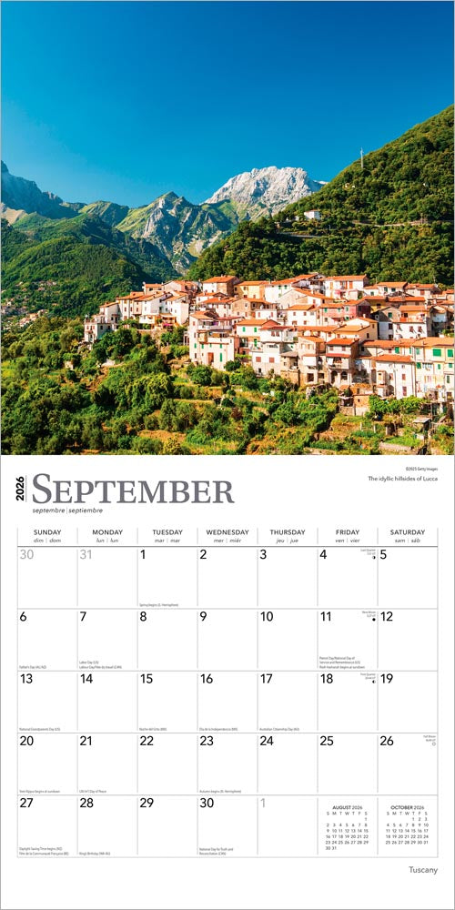 Tuscany | 2026 12 x 24 Inch (Hanging) Monthly Square Wall Calendar