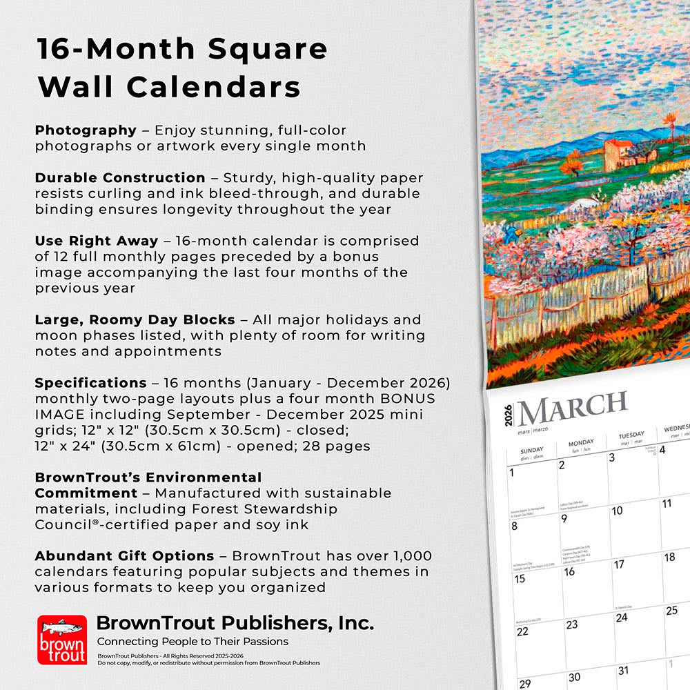 Vincent van Gogh | 2026 12 x 24 Inch (Hanging) Monthly Square Wall Calendar