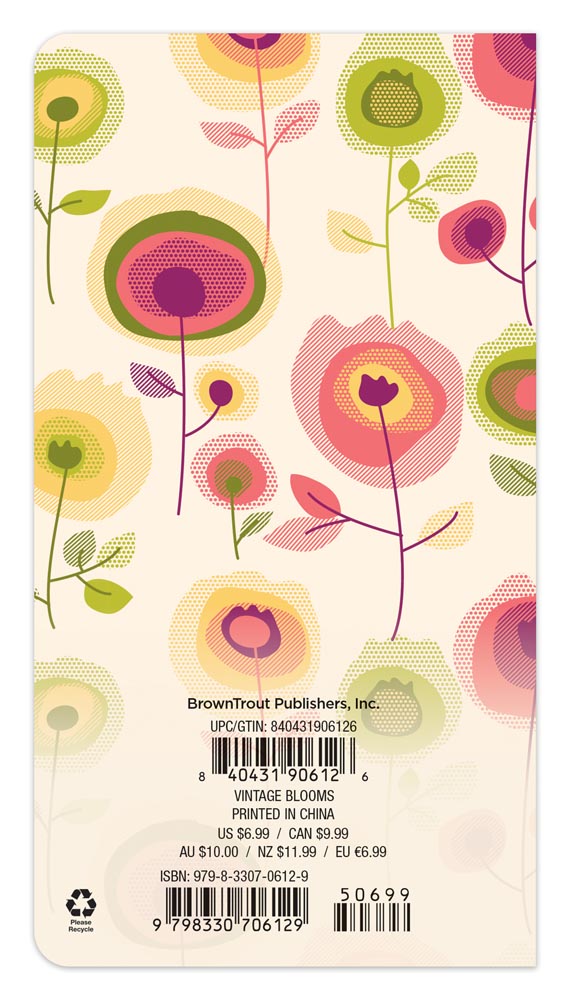 Vintage Blooms | 2026-2027 3.5 x 6.5 Inch Two Year Monthly Pocket Planner Calendar