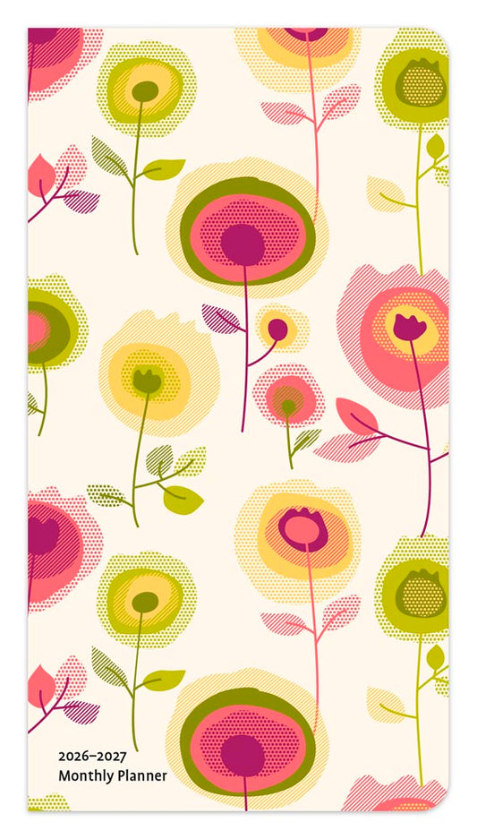 Vintage Blooms | 2026-2027 3.5 x 6.5 Inch Two Year Monthly Pocket Planner Calendar