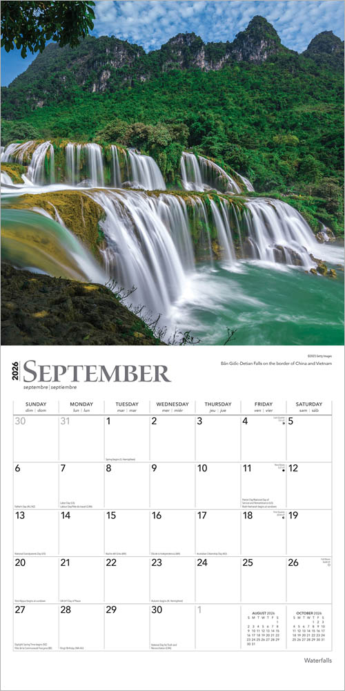 Waterfalls | 2026 12 x 24 Inch (Hanging) Monthly Square Wall Calendar