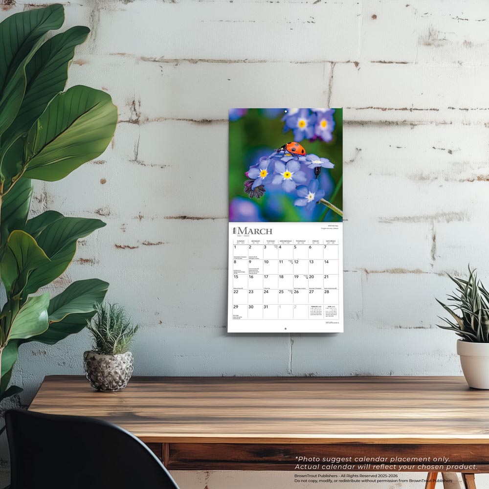 Wildflowers | 2026 7 x 14 Inch (Hanging) Monthly Mini Wall Calendar