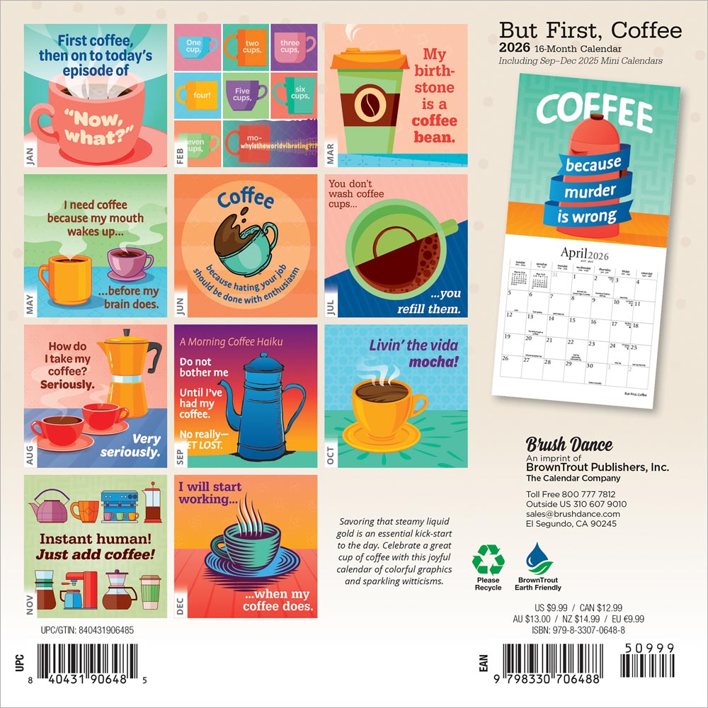 But First Coffee | 2026 7 x 14 Inch (Hanging) Monthly Mini Wall Calendar