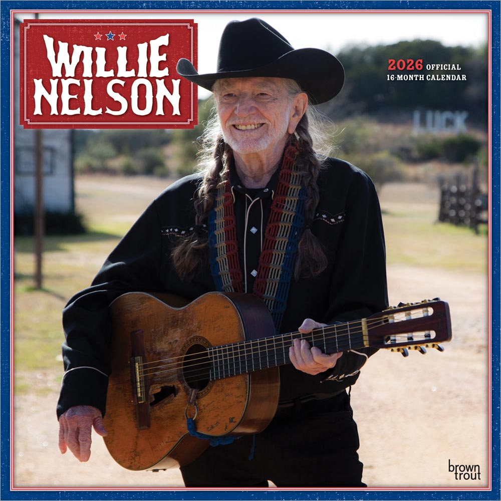 Willie Nelson OFFICIAL | 2026 12 x 24 Inch (Hanging) Monthly Square Wall Calendar