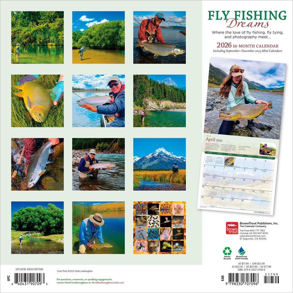 Fly Fishing Dreams OFFICIAL | 2026 12 x 24 Inch (Hanging) Monthly Square Wall Calendar