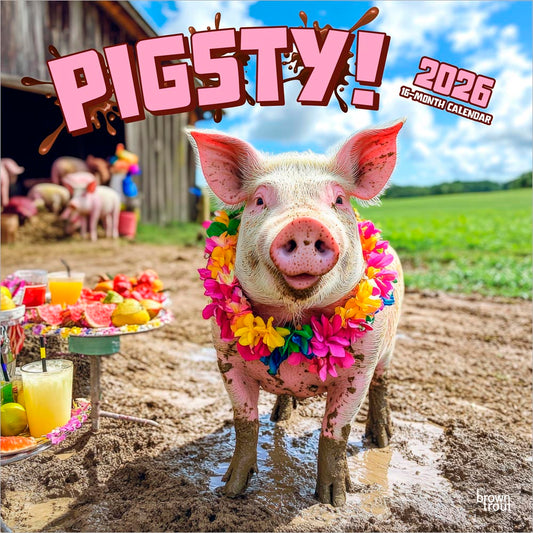 Pigsty | 2026 12 x 24 Inch (Hanging) Monthly Square Wall Calendar