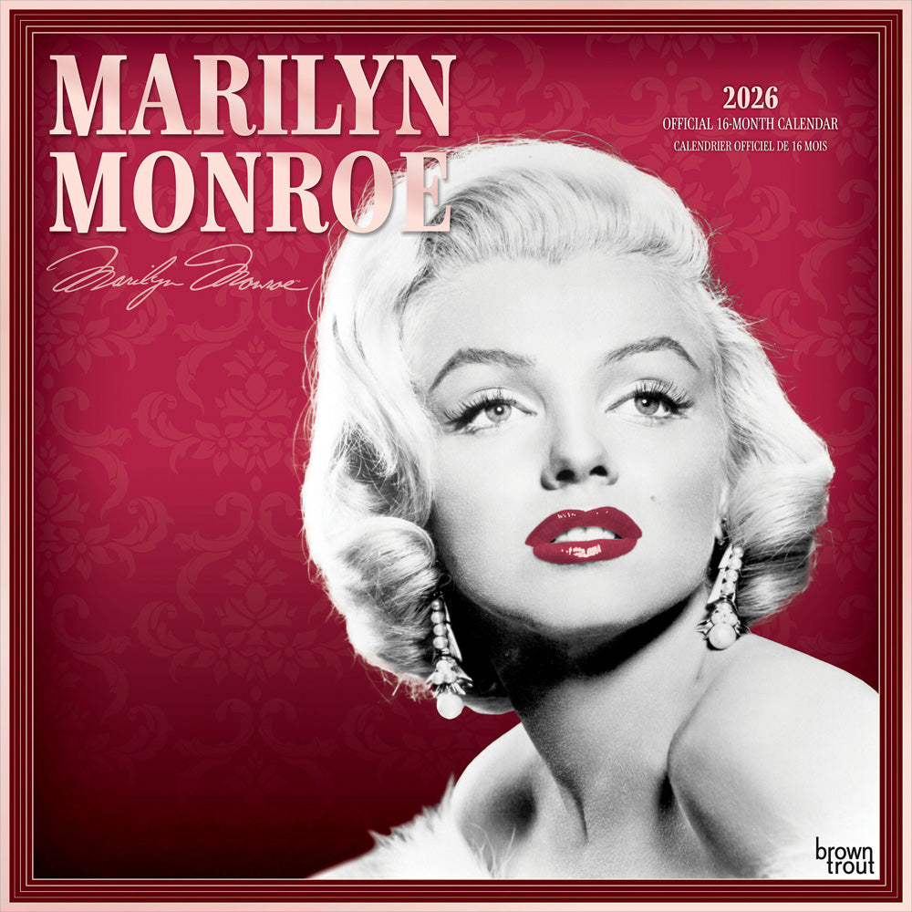 Marilyn Monroe OFFICIAL | 2026 12 x 24 Inch (Hanging) Monthly Square Wall Calendar | English/French Bilingual