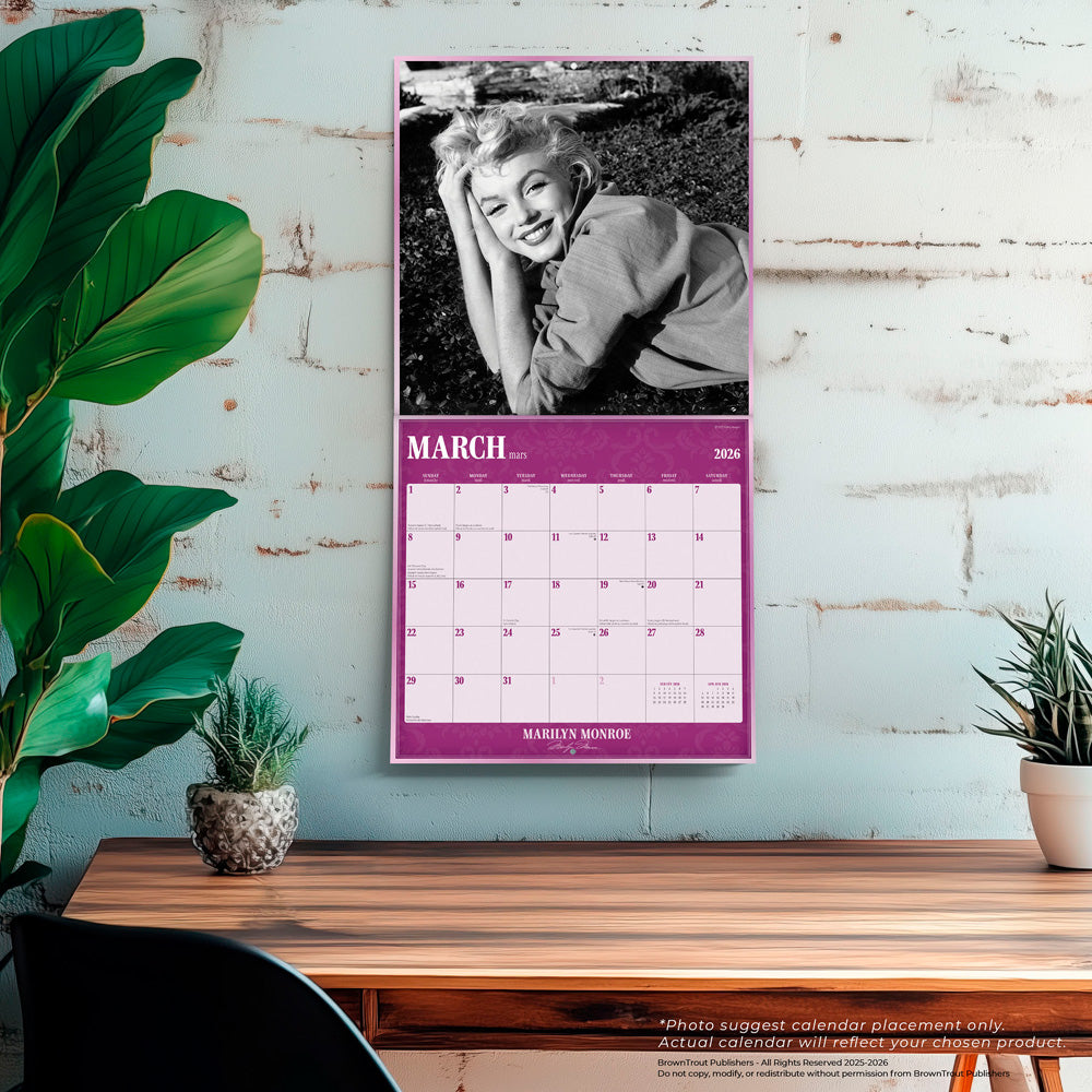 Marilyn Monroe OFFICIAL | 2026 12 x 24 Inch (Hanging) Monthly Square Wall Calendar | English/French Bilingual