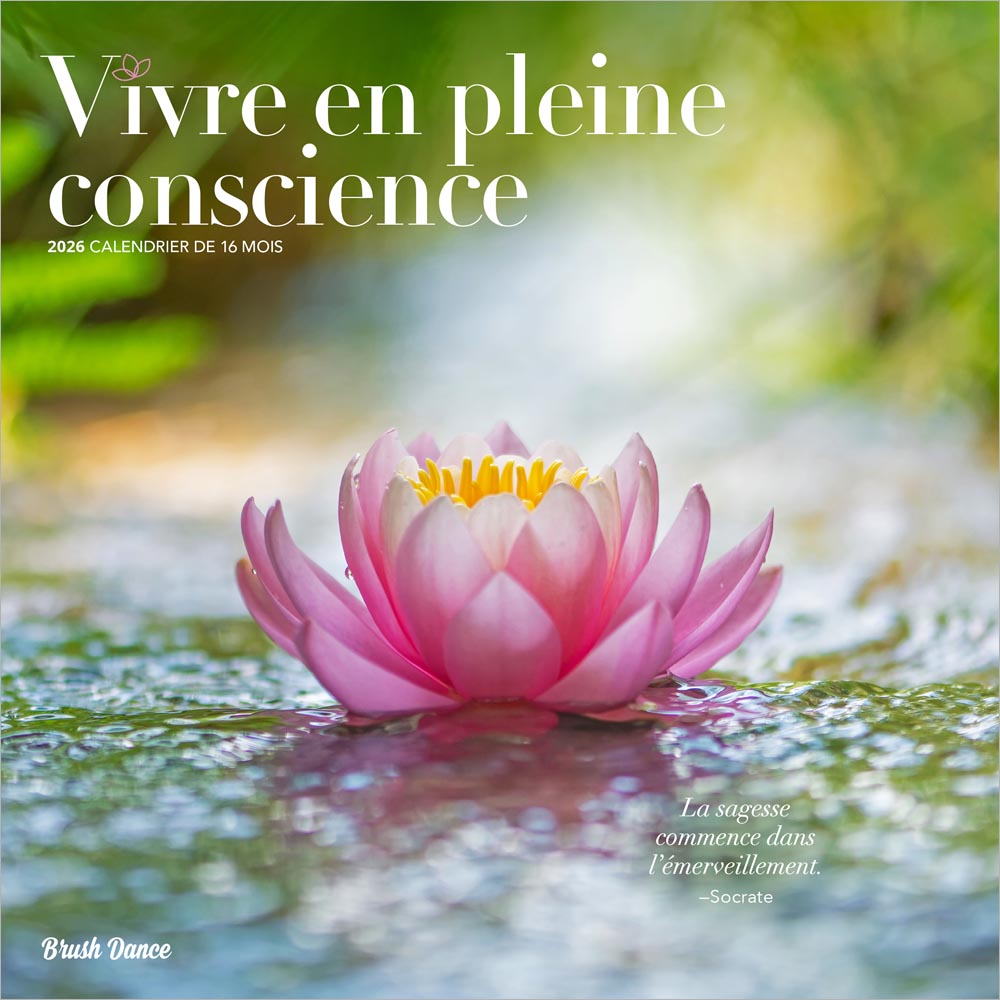 Vivre en pleine conscience | 2026 12 x 24 Inch (Hanging) Monthly Square Wall Calendar | French Language