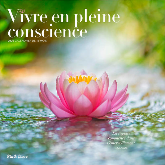 Vivre en pleine conscience | 2026 12 x 24 Inch (Hanging) Monthly Square Wall Calendar | French Language